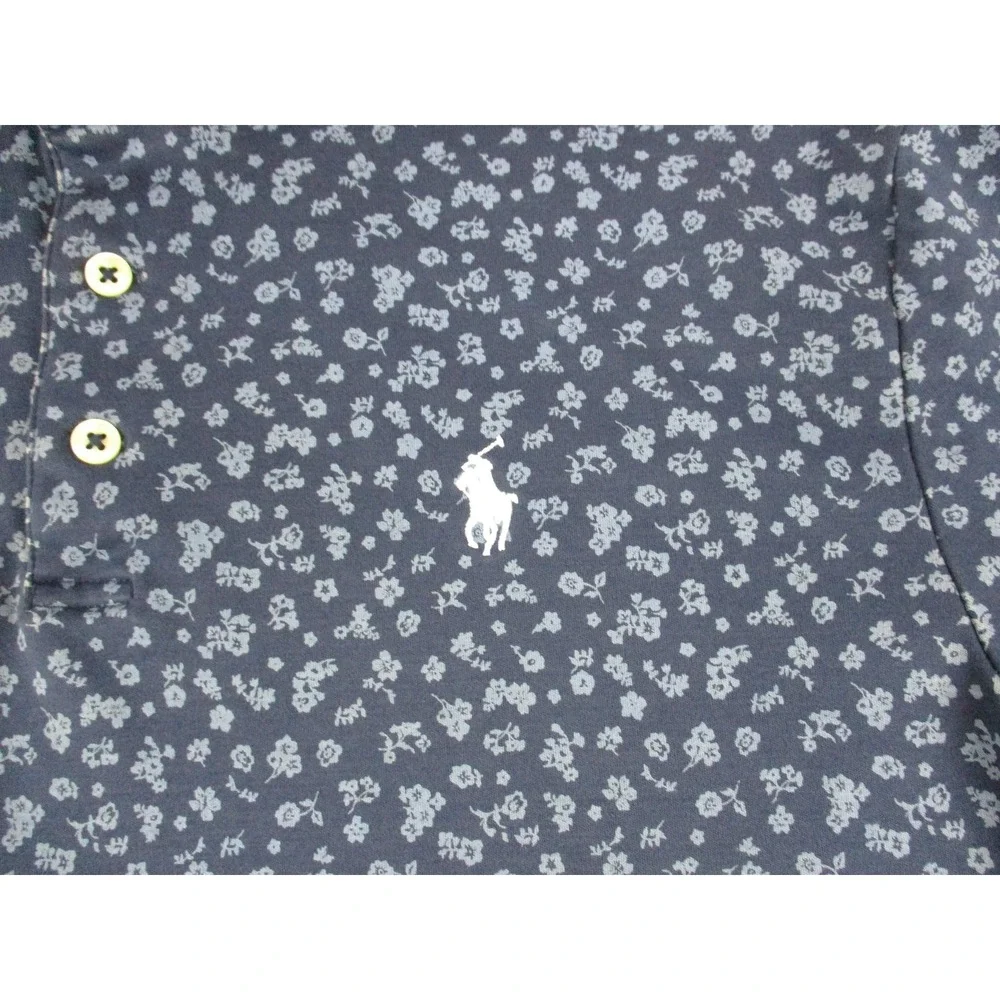 Polo Ralph Lauren Polo Shirt Mens Medium Blue Floral Custom Slim Fit Pony